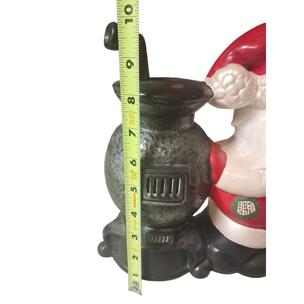 Vtg 1985 Ceramic Santa w Potbelly  Coal Stove Hand Painted Christmas 10.5" Tall - Picture 2 of 13